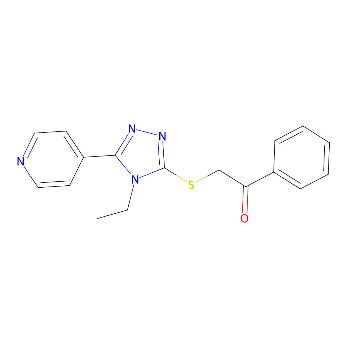 4-Ethyl-5-(4-pyridinyl)-3-(benzoylmethylthio)-4H-1,2,4-triazol molecular structure, CAS 431990-80-6