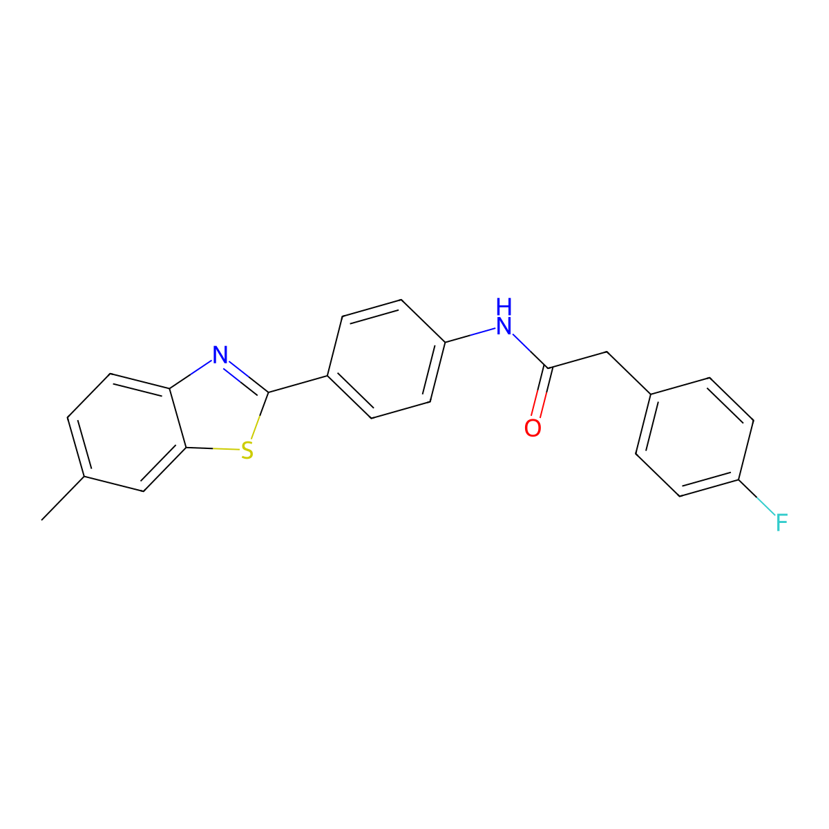 2-(4-fluorophenyl)-N-[4-(6-methyl-1,3-benzothiazol-2-yl)phenyl]acetamide molecular structure, CAS 431991-74-1
