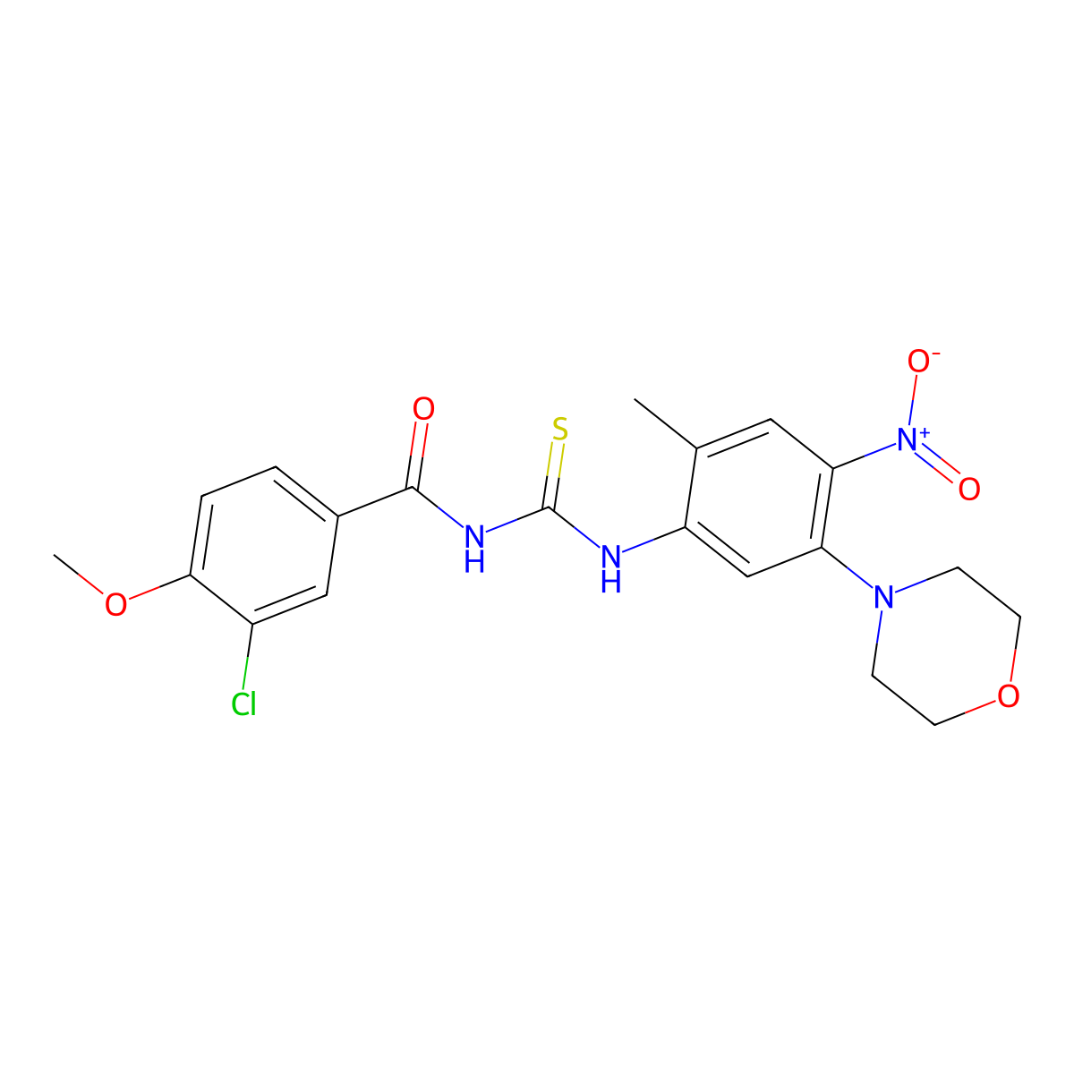 3-chloro-4-methoxy-N-[(2-methyl-5-morpholin-4-yl-4-nitrophenyl)carbamothioyl]benzamide molecular structure, CAS 431991-88-7