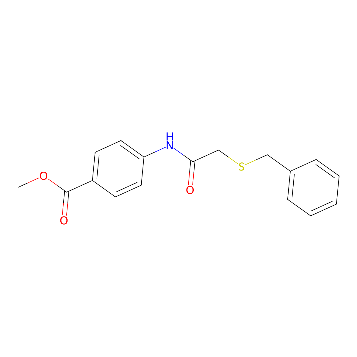 Methyl 4-{[(benzylsulfanyl)acetyl]amino}benzoate molecular structure, CAS 431992-23-3