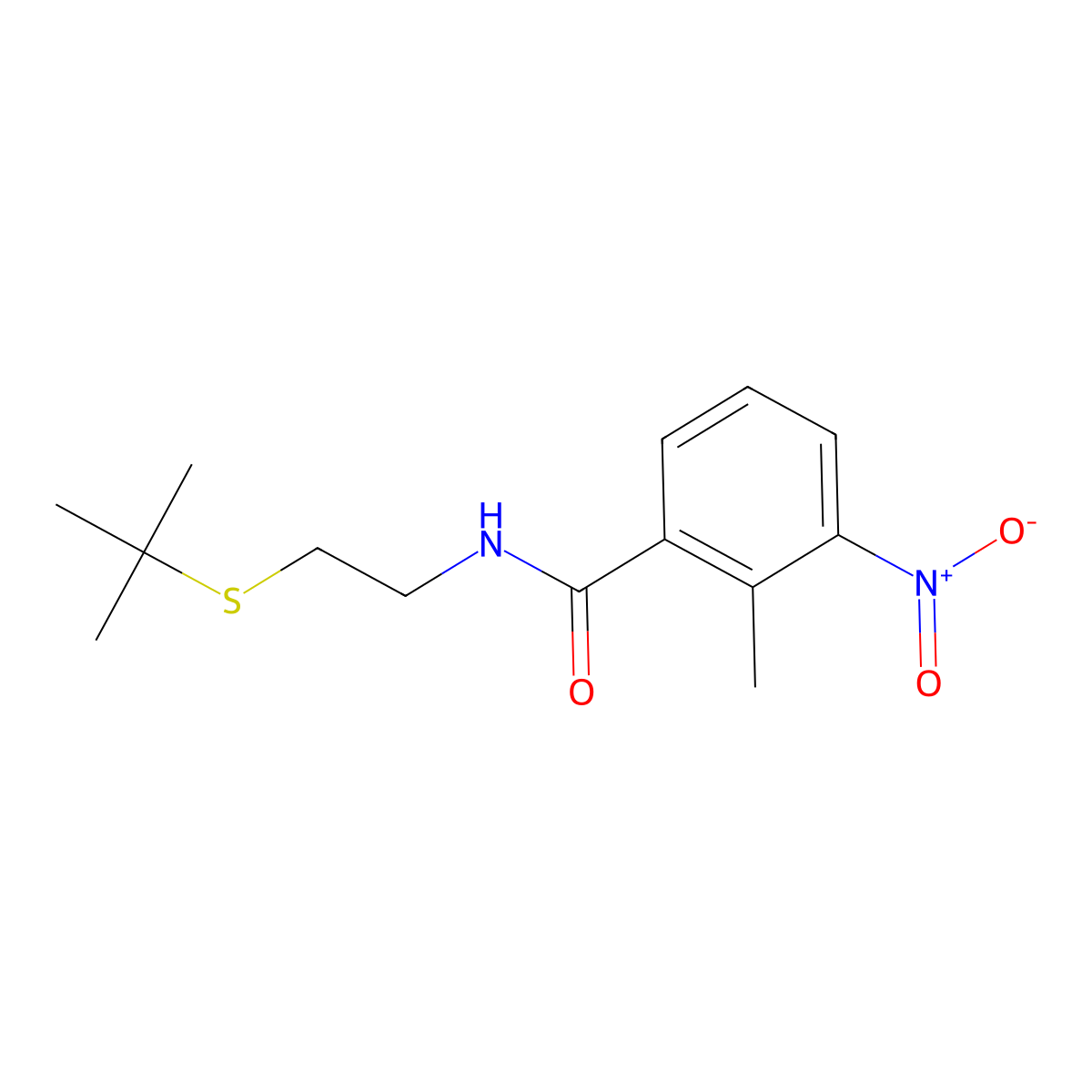 N-(2-tert-butylsulfanylethyl)-2-methyl-3-nitrobenzamide molecular structure, CAS 431992-45-9