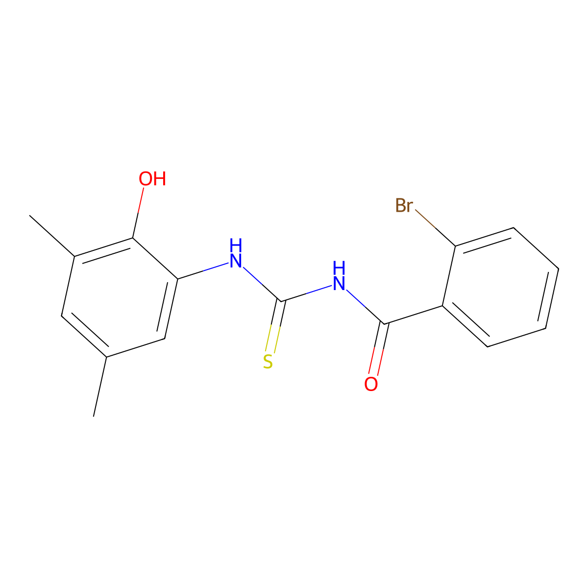 2-bromo-N-[(2-hydroxy-3,5-dimethylphenyl)carbamothioyl]benzamide molecular structure, CAS 431992-71-1