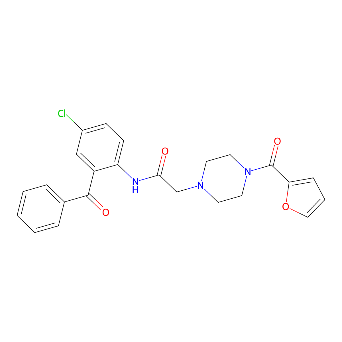 N-(2-benzoyl-4-chlorophenyl)-2-[4-(furan-2-carbonyl)piperazin-1-yl]acetamide molecular structure, CAS 431992-83-5
