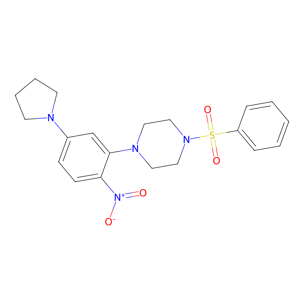 1-(Benzenesulfonyl)-4-(2-nitro-5-pyrrolidin-1-ylphenyl)piperazine molecular structure, CAS 431992-94-8