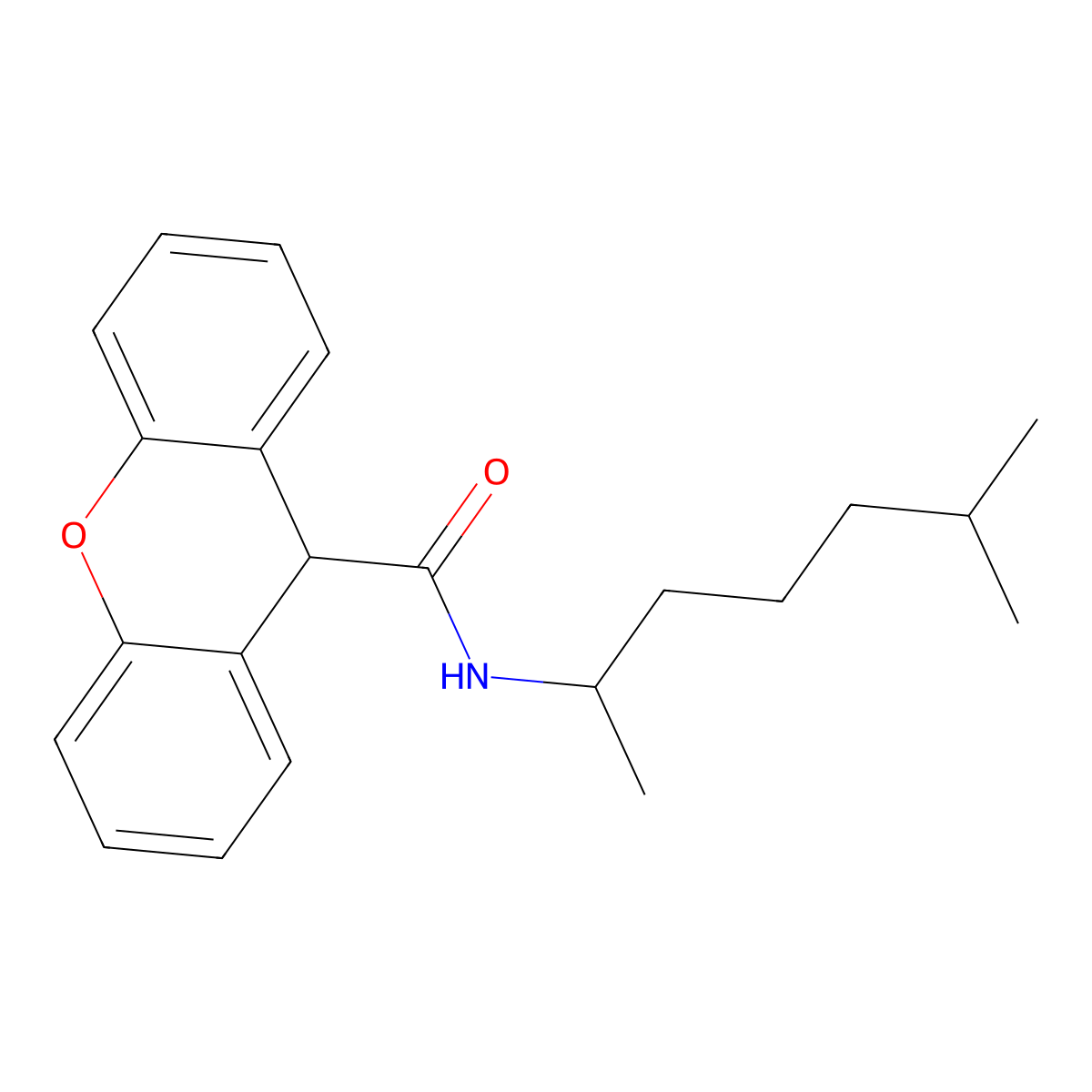 N-(6-methylheptan-2-yl)-9H-xanthene-9-carboxamide molecular structure, CAS 431993-36-1