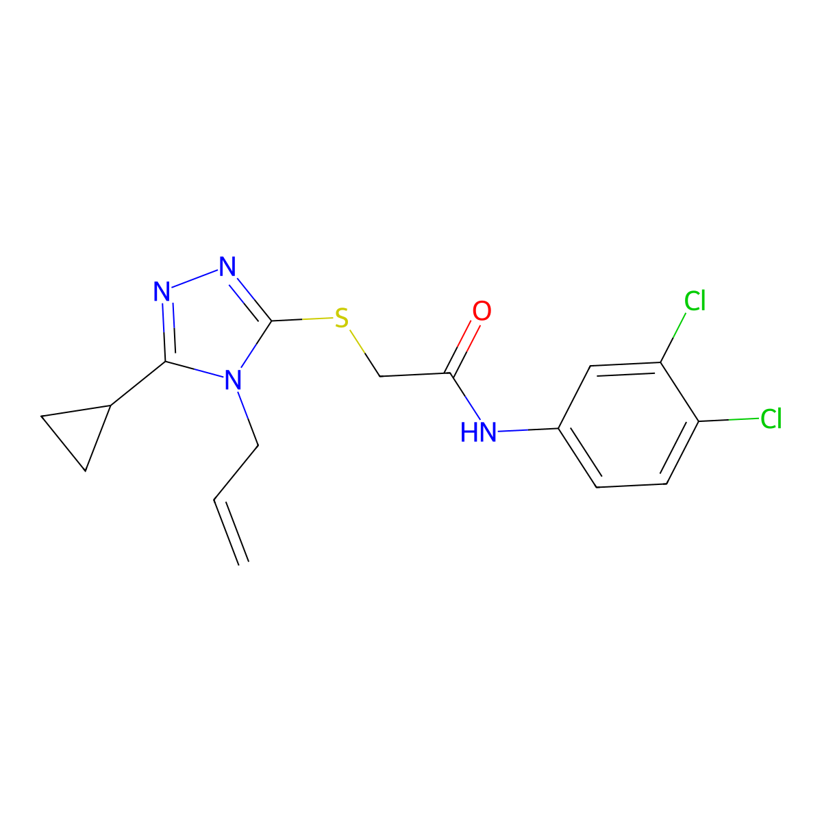 2-[(4-allyl-5-cyclopropyl-4H-1,2,4-triazol-3-yl)sulfanyl]-N-(3,4-dichlorophenyl)acetamide molecular structure, CAS 431993-38-3