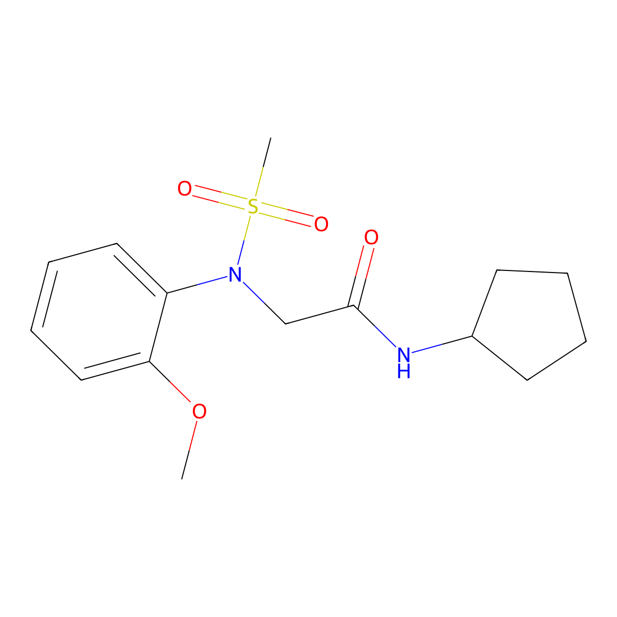 N-cyclopentyl-2-(2-methoxy-N-methylsulfonylanilino)acetamide molecular structure, CAS 431993-48-5