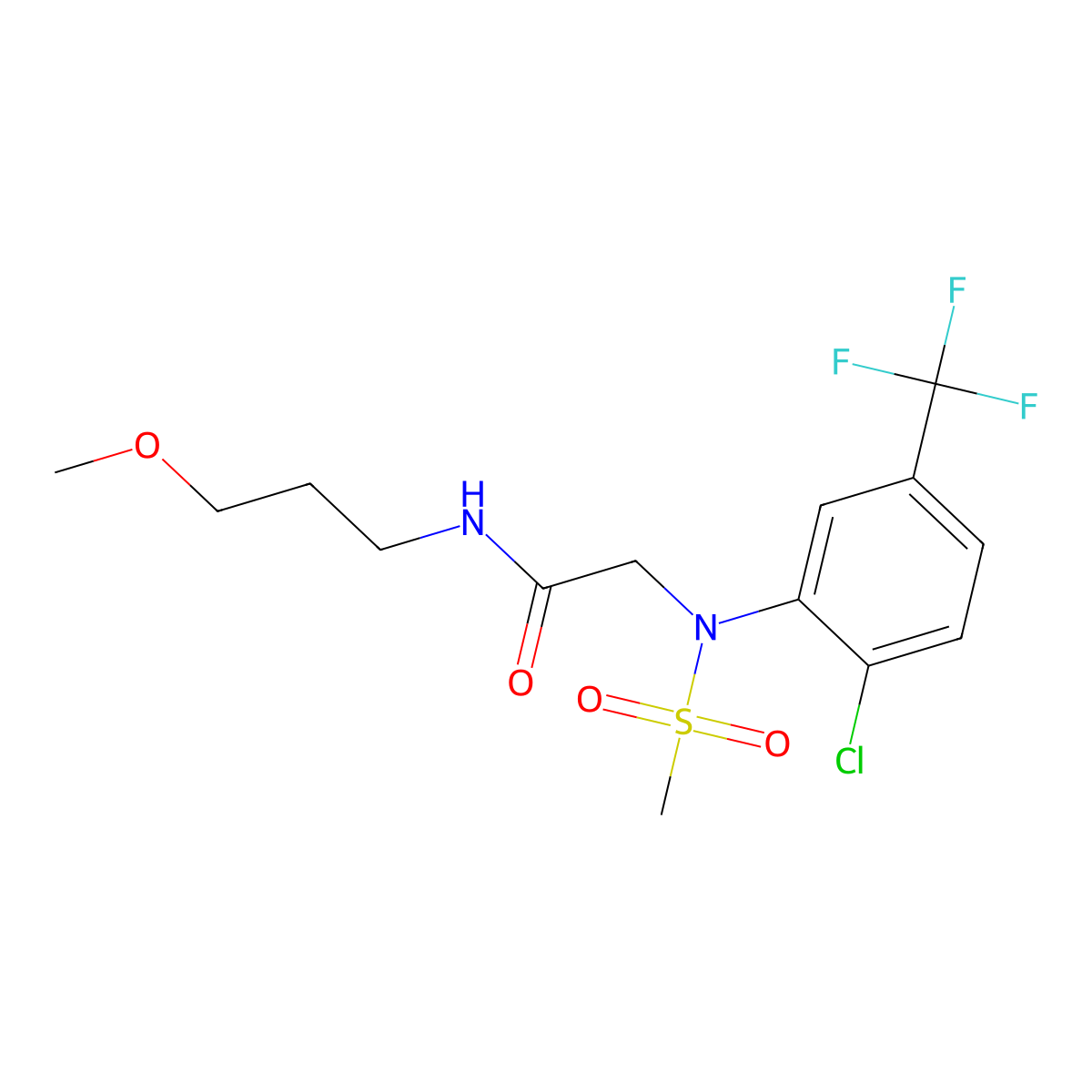 2-[2-chloro-N-methylsulfonyl-5-(trifluoromethyl)anilino]-N-(3-methoxypropyl)acetamide molecular structure, CAS 431993-49-6