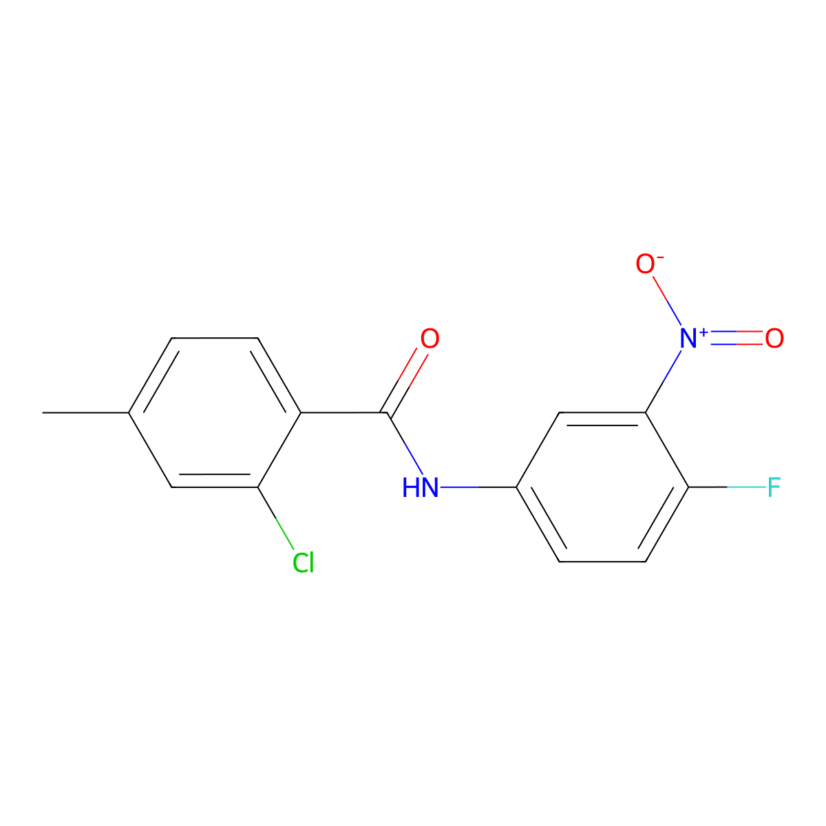 2-chloro-N-(4-fluoro-3-nitrophenyl)-4-methylbenzamide molecular structure, CAS 431993-72-5