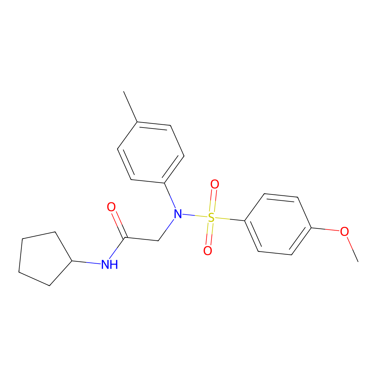 N-cyclopentyl-2-(N-(4-methoxyphenyl)sulfonyl-4-methylanilino)acetamide molecular structure, CAS 431993-89-4