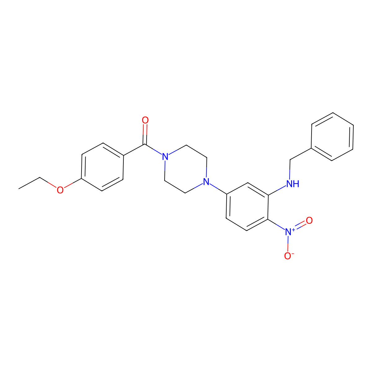 [4-[3-(Benzylamino)-4-nitrophenyl]piperazin-1-yl]-(4-ethoxyphenyl)methanone molecular structure, CAS 431994-06-8