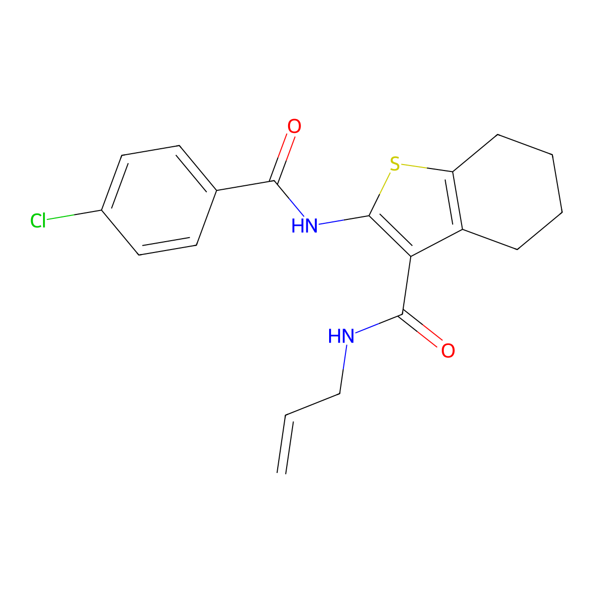 2-[(4-chlorobenzoyl)amino]-N-prop-2-enyl-4,5,6,7-tetrahydro-1-benzothiophene-3-carboxamide molecular structure, CAS 431994-36-4