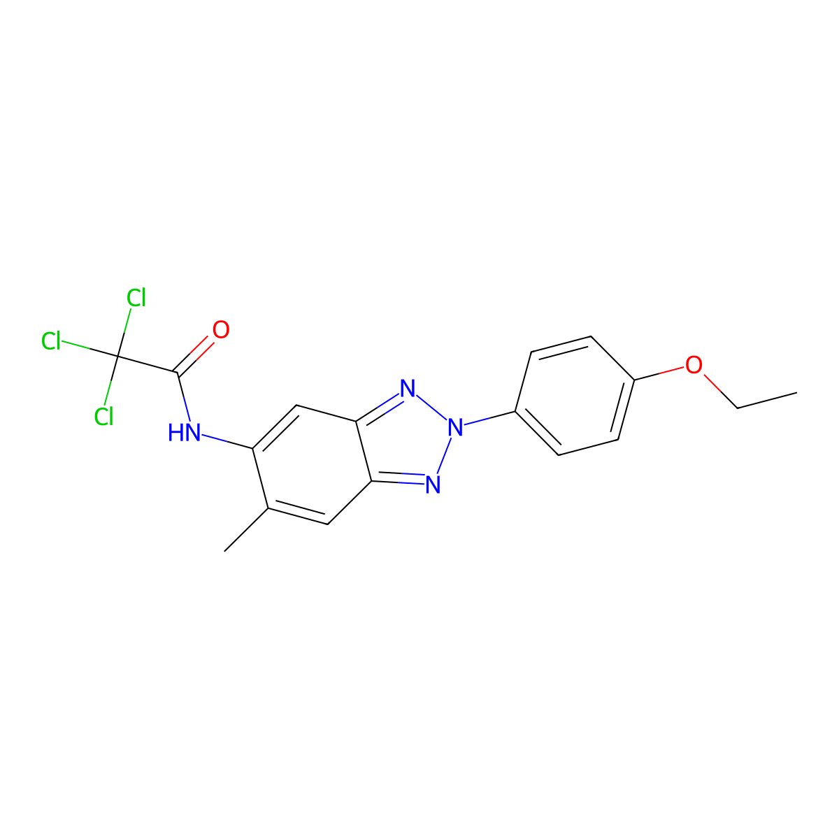 2,2,2-trichloro-N-[2-(4-ethoxyphenyl)-6-methylbenzotriazol-5-yl]acetamide molecular structure, CAS 431994-38-6
