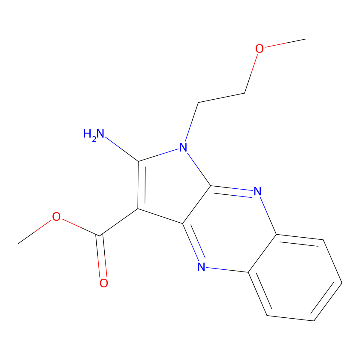 methyl 2-amino-1-(2-methoxyethyl)-1H-pyrrolo[2,3-b]quinoxaline-3-carboxylate molecular structure, CAS 431994-48-8