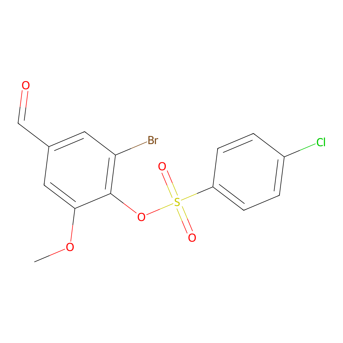 2-Bromo-4-formyl-6-methoxyphenyl 4-chlorobenzenesulfonate molecular structure, CAS 431994-66-0