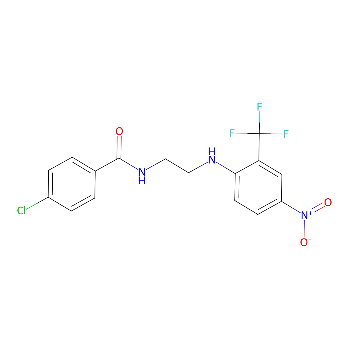 4-chloro-N-(2-{[4-nitro-2-(trifluoromethyl)phenyl]amino}ethyl)benzamide molecular structure, CAS 431994-92-2