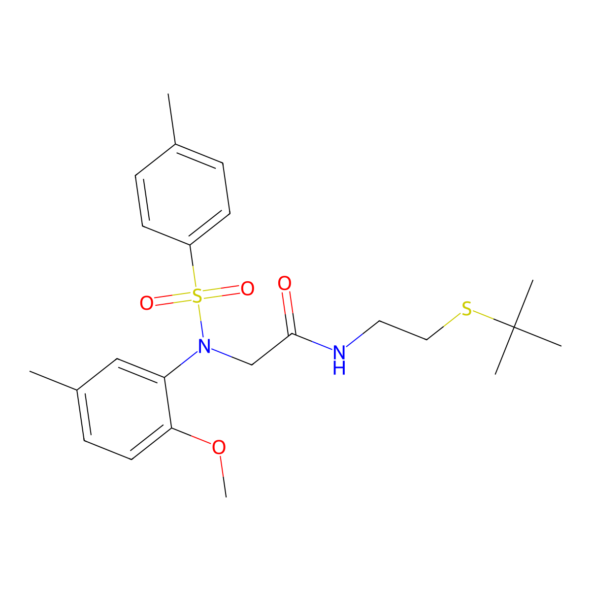 N-(2-tert-butylsulfanylethyl)-2-(2-methoxy-5-methyl-N-(4-methylphenyl)sulfonylanilino)acetamide molecular structure, CAS 431994-99-9