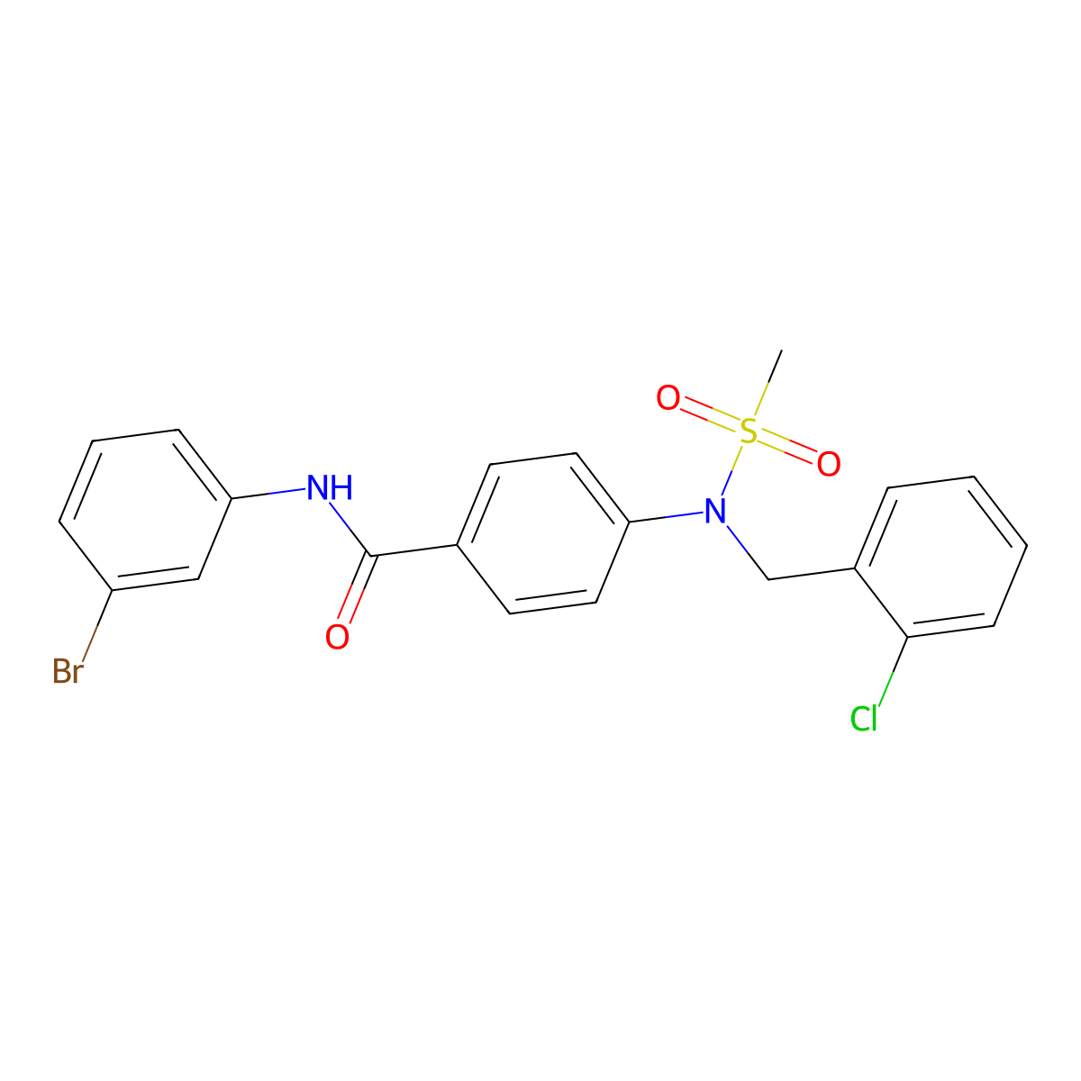 N-(3-bromophenyl)-4-[(2-chlorophenyl)methyl-methylsulfonylamino]benzamide molecular structure, CAS 431995-12-9