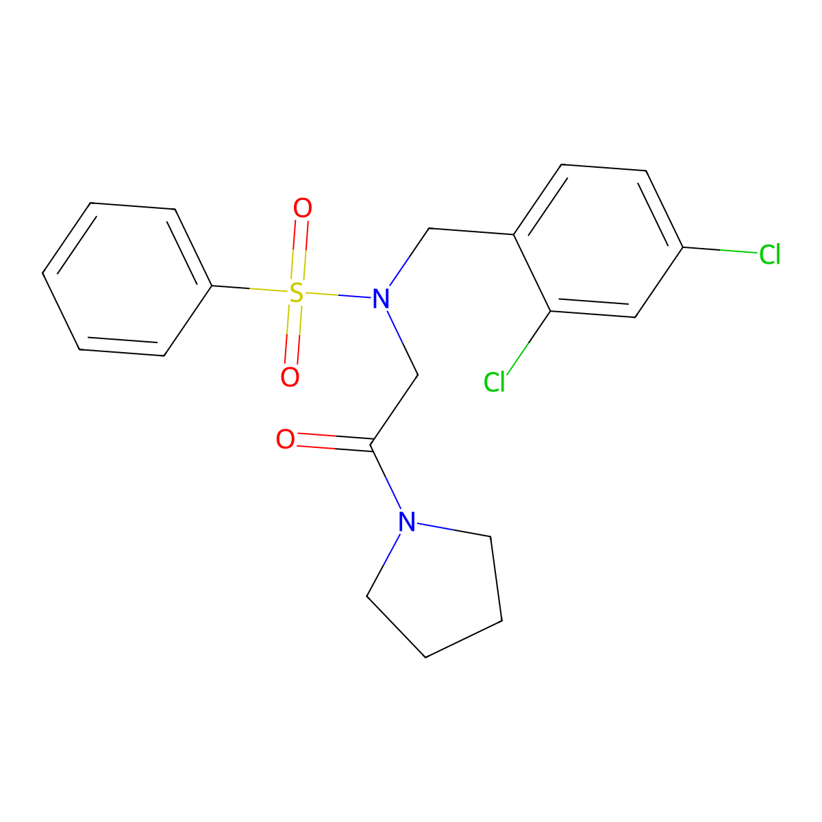 N-[(2,4-dichlorophenyl)methyl]-N-(2-oxo-2-pyrrolidin-1-ylethyl)benzenesulfonamide molecular structure, CAS 431995-16-3