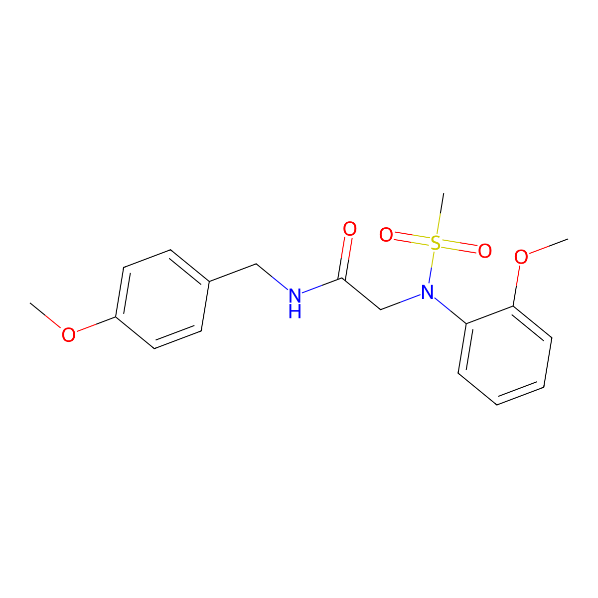 2-(2-methoxy-N-methylsulfonylanilino)-N-[(4-methoxyphenyl)methyl]acetamide molecular structure, CAS 431995-27-6