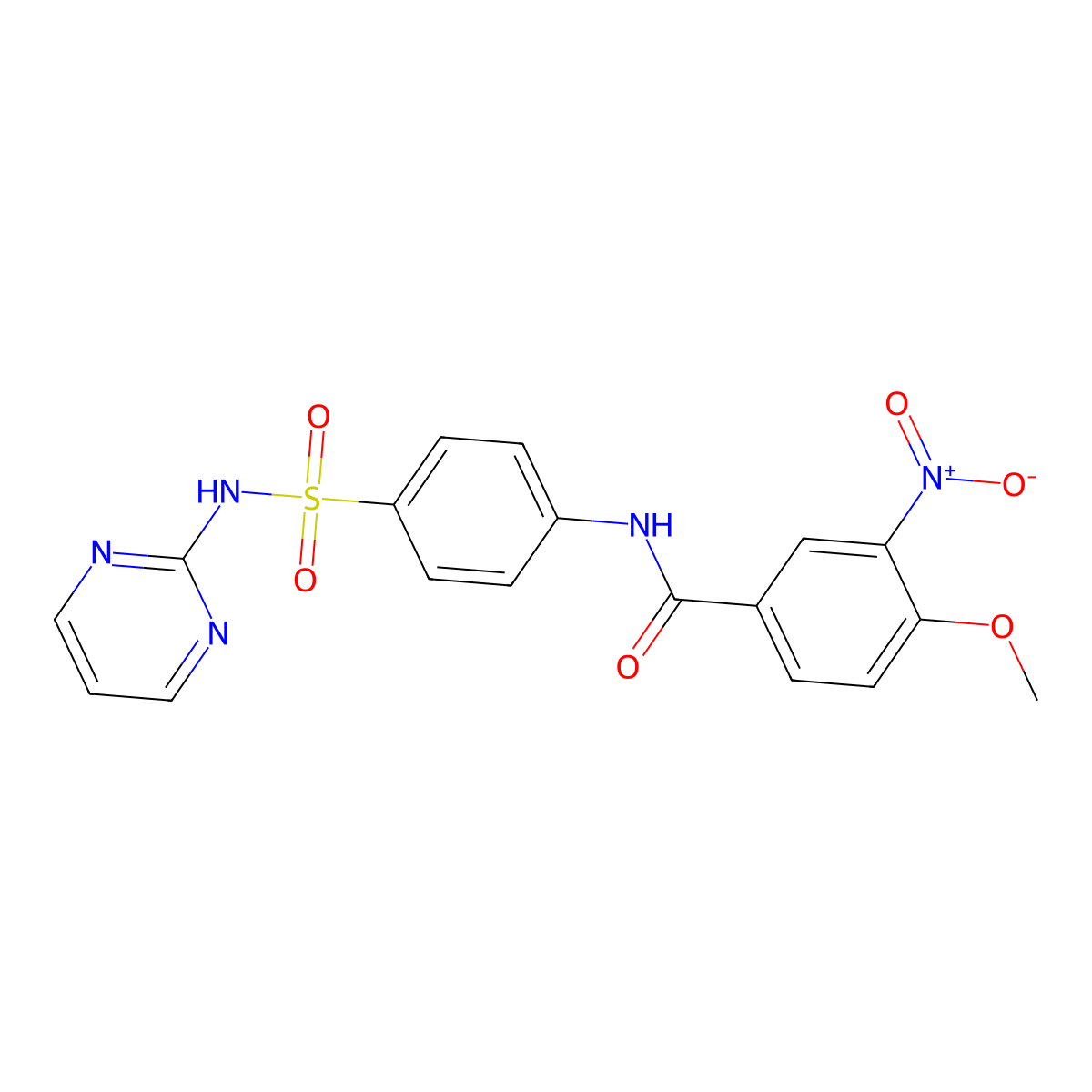 4-methoxy-3-nitro-N-[4-(pyrimidin-2-ylsulfamoyl)phenyl]benzamide molecular structure, CAS 431995-55-0