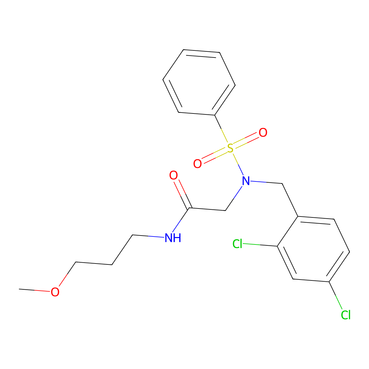 2-[benzenesulfonyl-[(2,4-dichlorophenyl)methyl]amino]-N-(3-methoxypropyl)acetamide molecular structure, CAS 431995-74-3