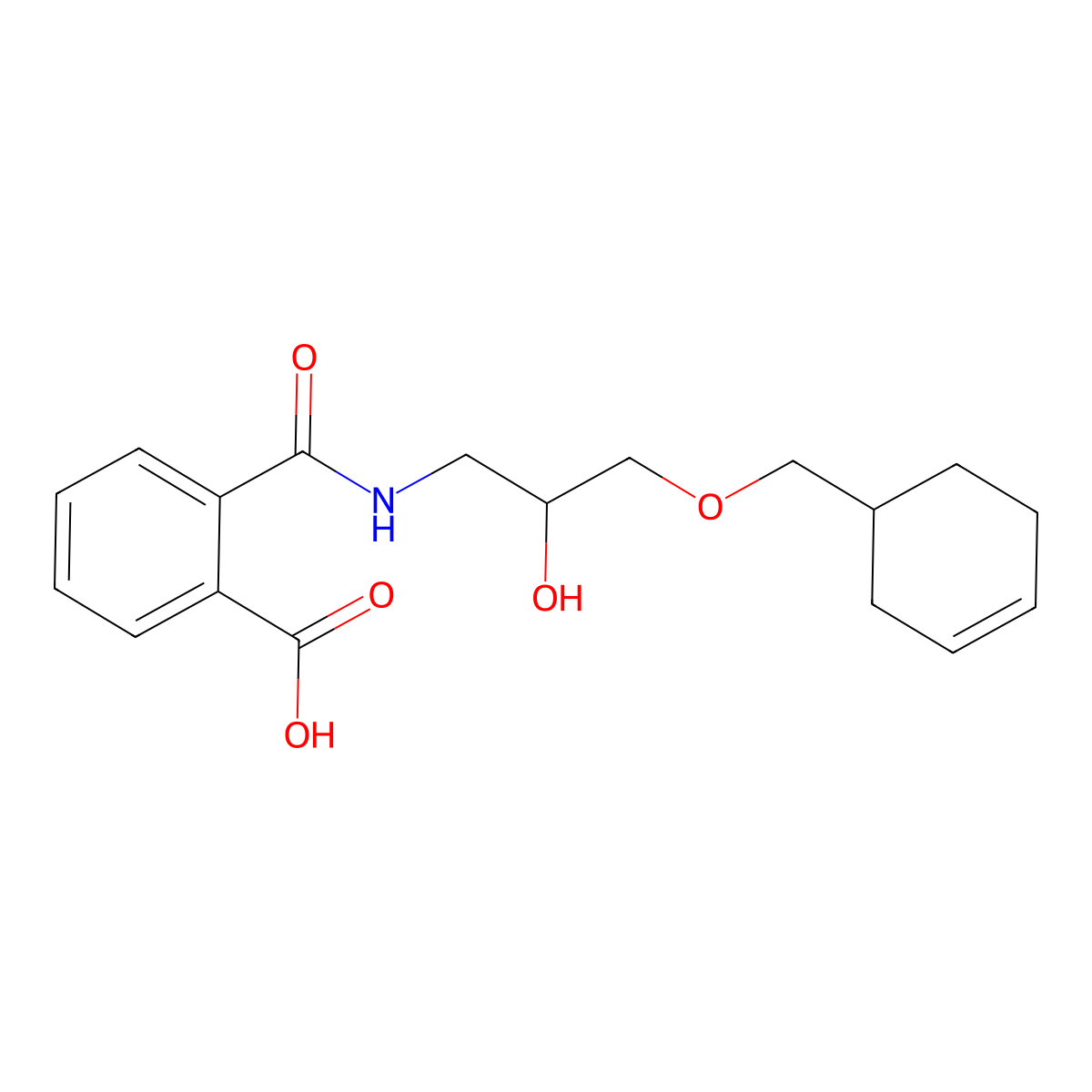 2-((3-(Cyclohex-3-en-1-ylmethoxy)-2-hydroxypropyl)carbamoyl)benzoic acid molecular structure, CAS 431995-75-4