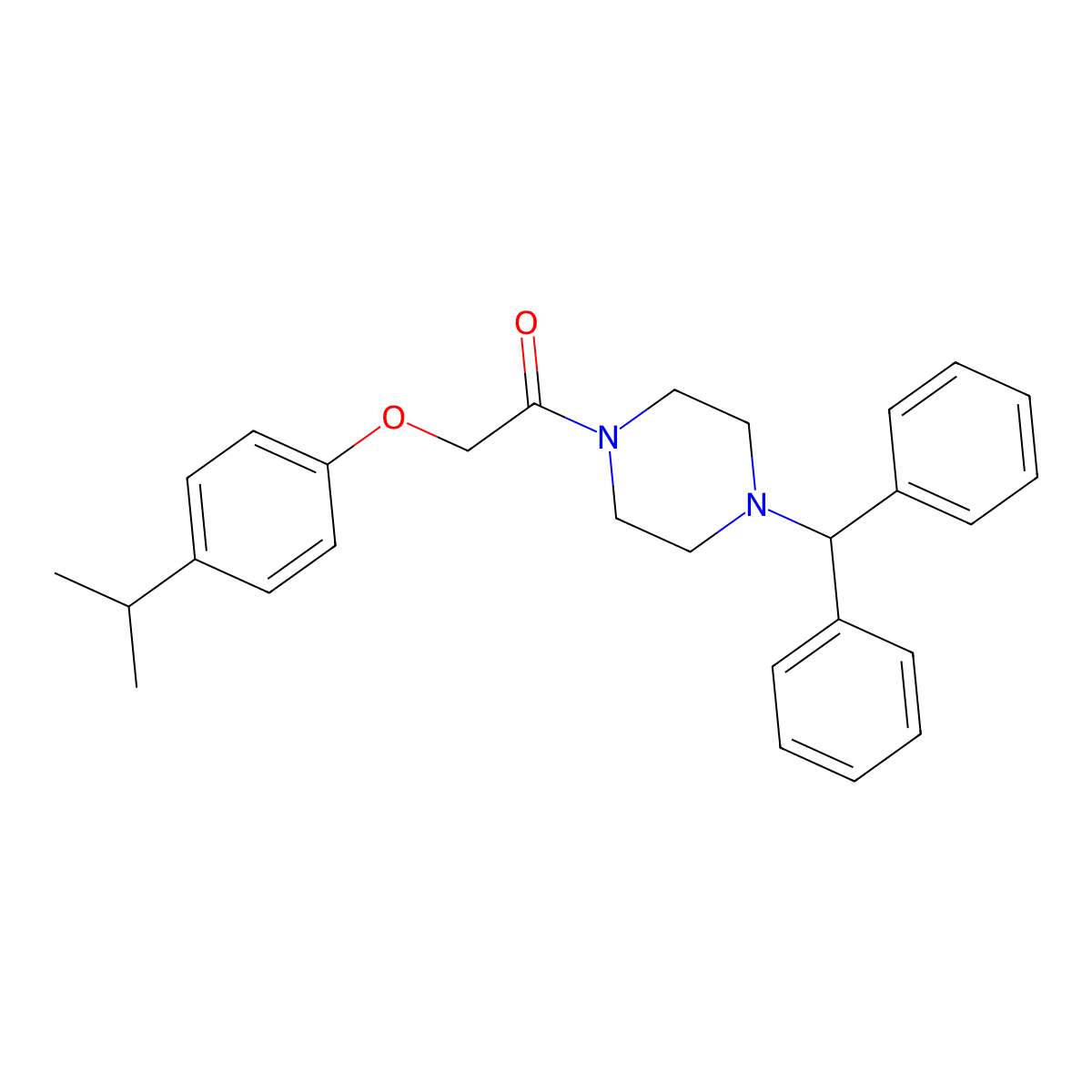 1-(4-Benzhydrylpiperazin-1-yl)-2-(4-propan-2-ylphenoxy)ethanone molecular structure, CAS 431995-77-6