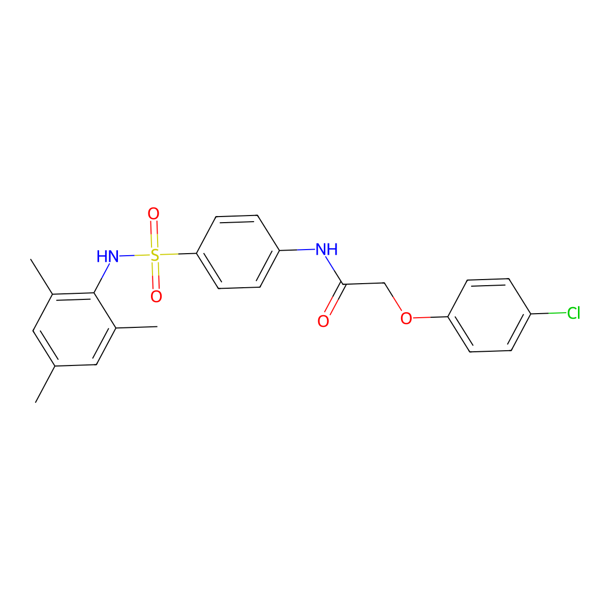 2-(4-chlorophenoxy)-N-{4-[(mesitylamino)sulfonyl]phenyl}acetamide molecular structure, CAS 431995-78-7