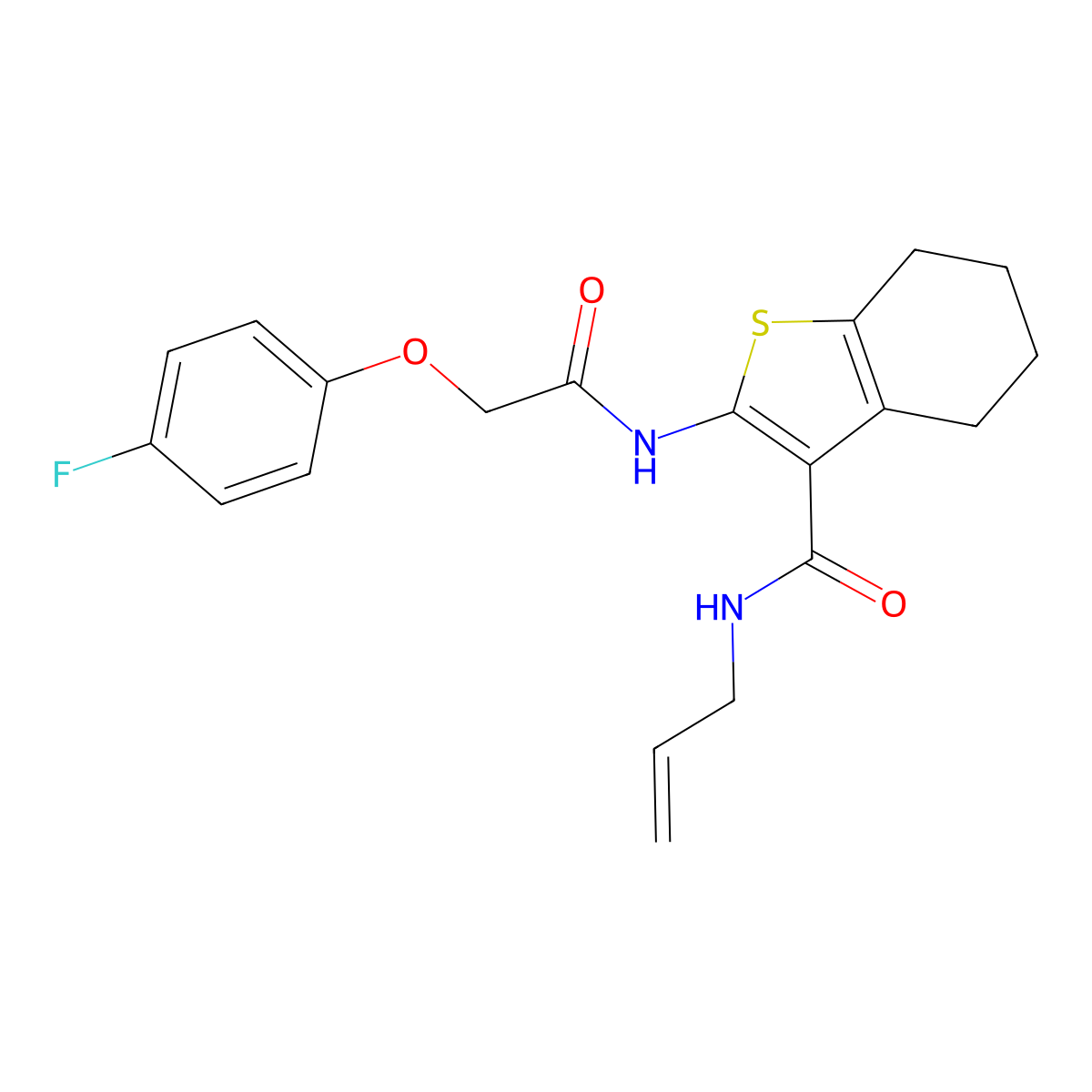 2-[[2-(4-fluorophenoxy)acetyl]amino]-N-prop-2-enyl-4,5,6,7-tetrahydro-1-benzothiophene-3-carboxamide molecular structure, CAS 431995-86-7