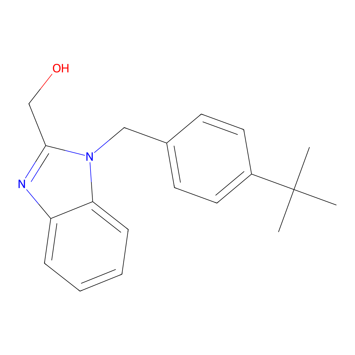 {1-[(4-tert-butylphenyl)methyl]-1H-1,3-benzodiazol-2-yl}methanol molecular structure, CAS 431995-88-9
