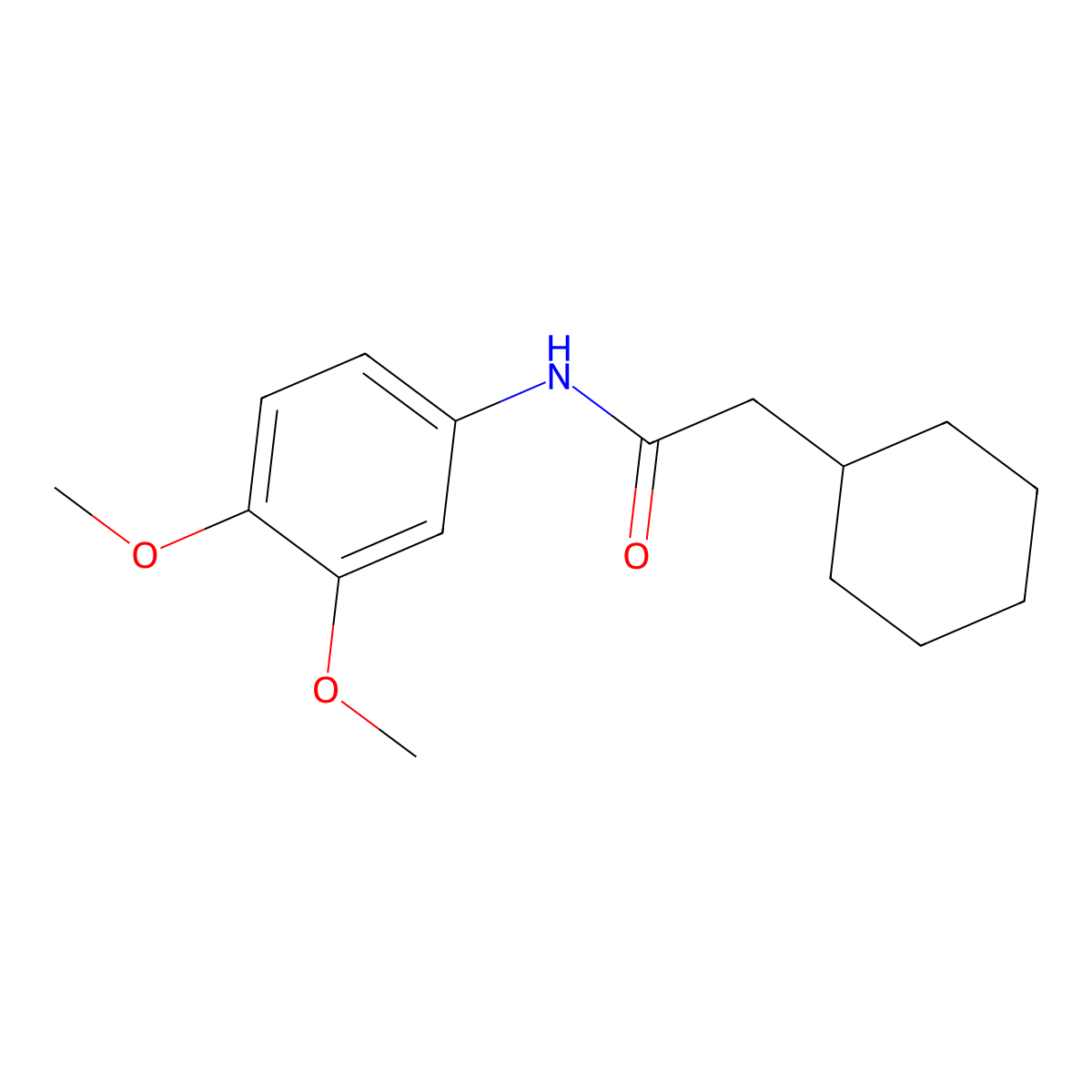 2-cyclohexyl-N-(3,4-dimethoxyphenyl)acetamide molecular structure, CAS 431995-91-4