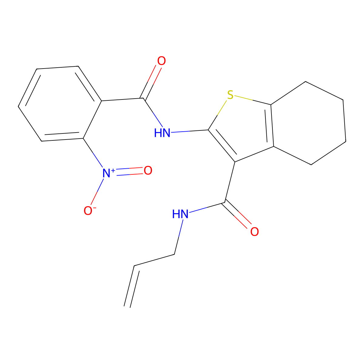 2-[(2-nitrobenzoyl)amino]-N-prop-2-enyl-4,5,6,7-tetrahydro-1-benzothiophene-3-carboxamide molecular structure, CAS 431995-99-2