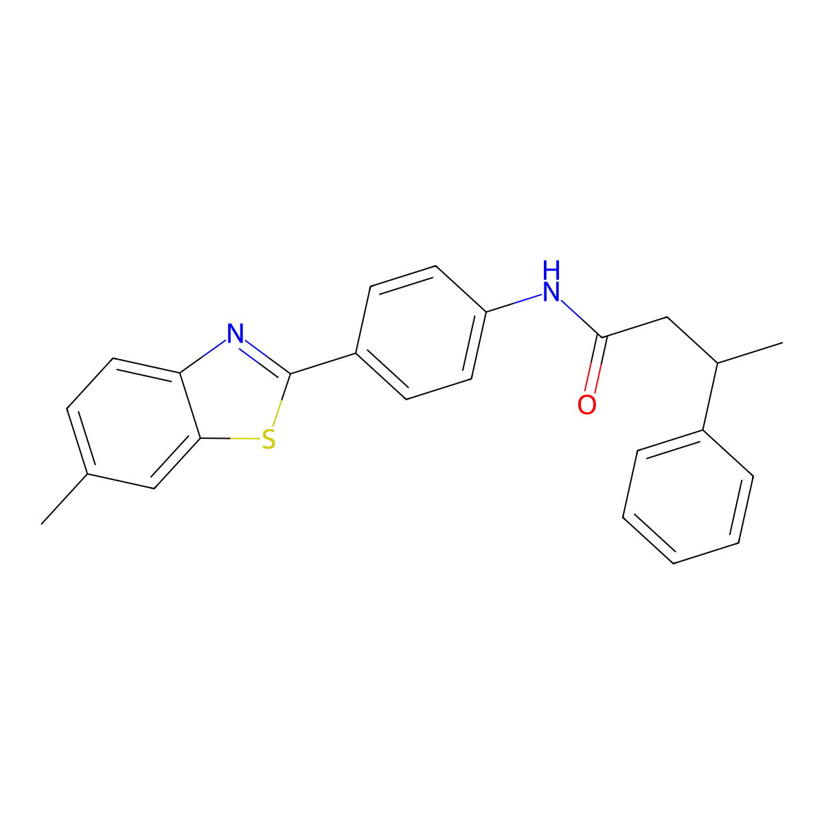 N-[4-(6-methyl-1,3-benzothiazol-2-yl)phenyl]-3-phenylbutanamide molecular structure, CAS 431996-00-8