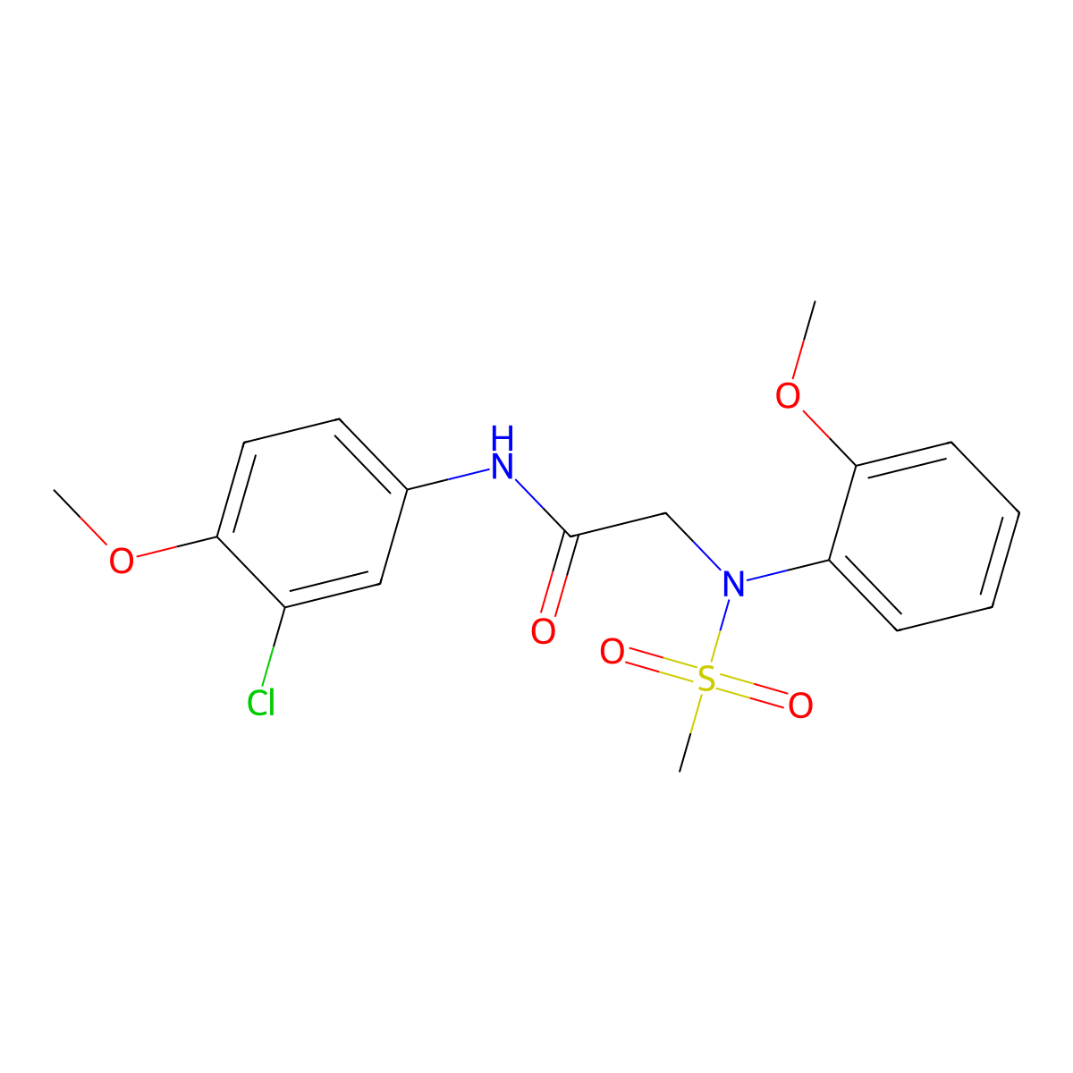 N-(3-chloro-4-methoxyphenyl)-2-(2-methoxy-N-methylsulfonylanilino)acetamide molecular structure, CAS 431996-23-5