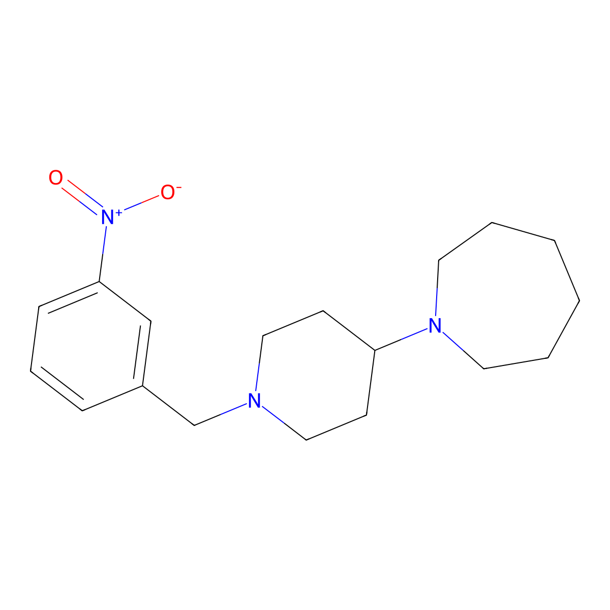 1-[1-[(3-Nitrophenyl)methyl]piperidin-4-yl]azepane molecular structure, CAS 431996-27-9
