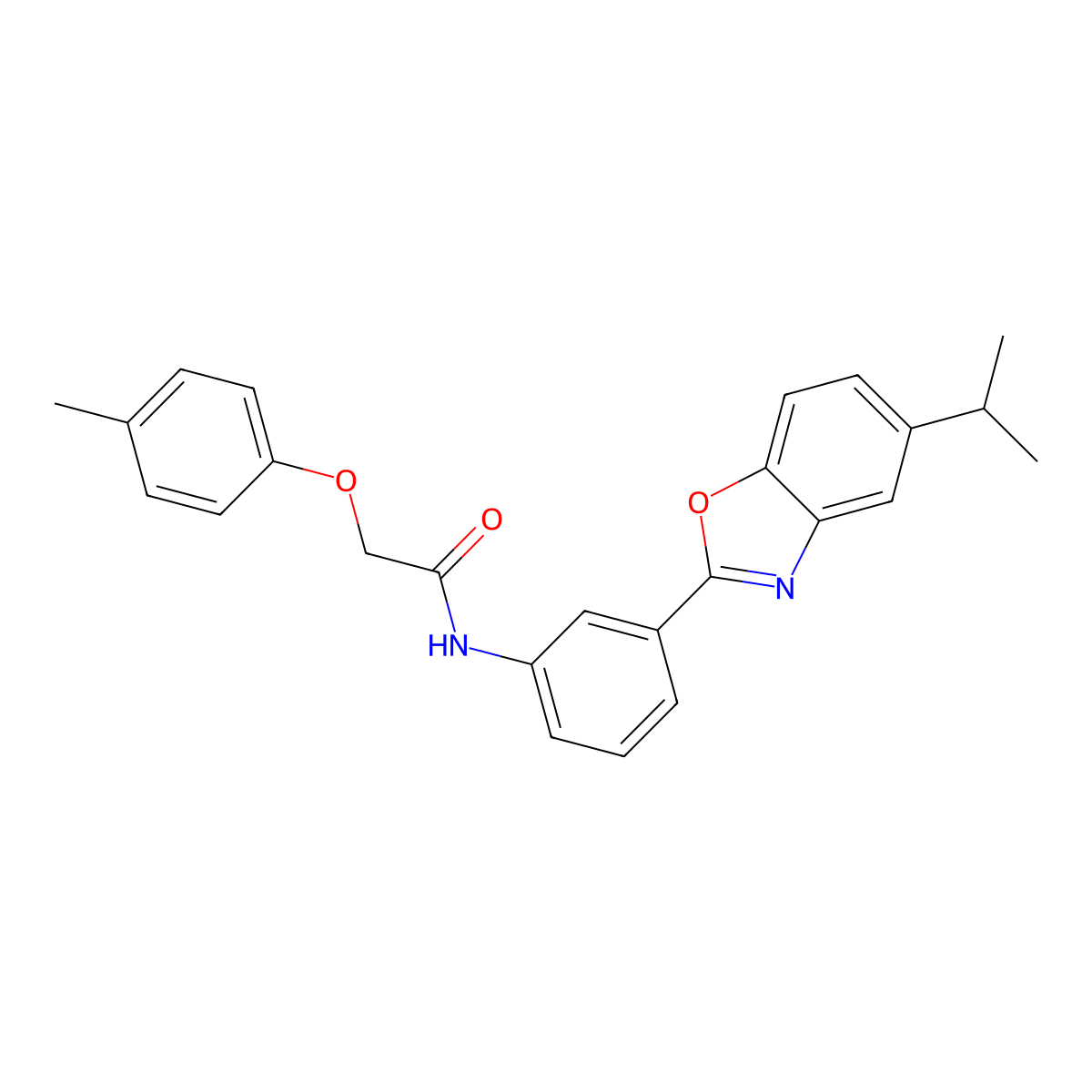2-(4-methylphenoxy)-N-[3-(5-propan-2-yl-1,3-benzoxazol-2-yl)phenyl]acetamide molecular structure, CAS 431996-39-3