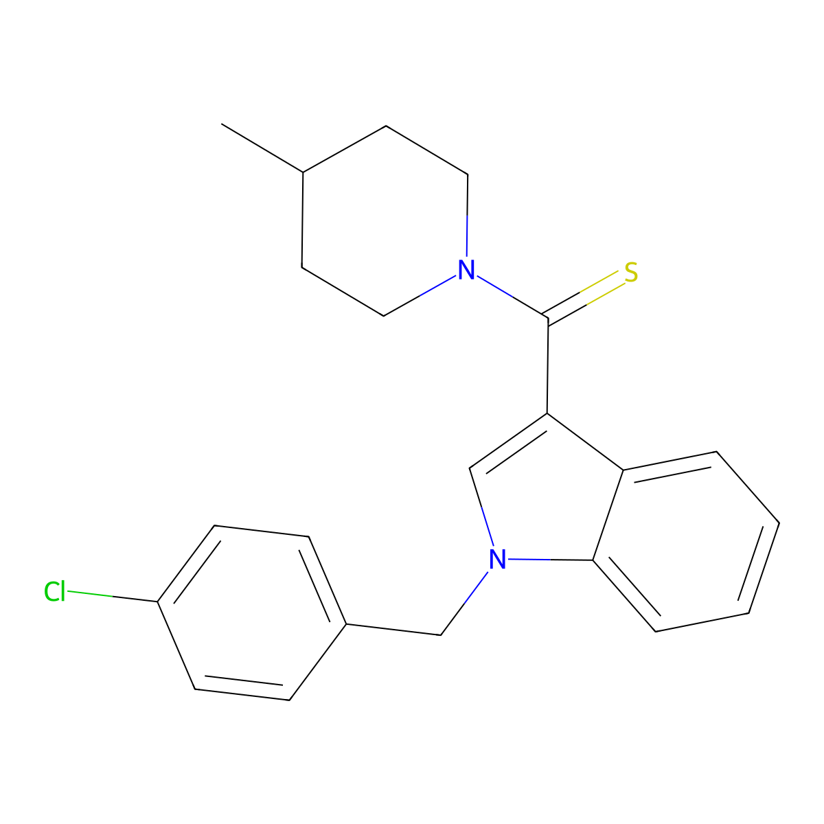 1-(4-chlorobenzyl)-3-[(4-methyl-1-piperidinyl)carbothioyl]-1H-indole molecular structure, CAS 431996-54-2