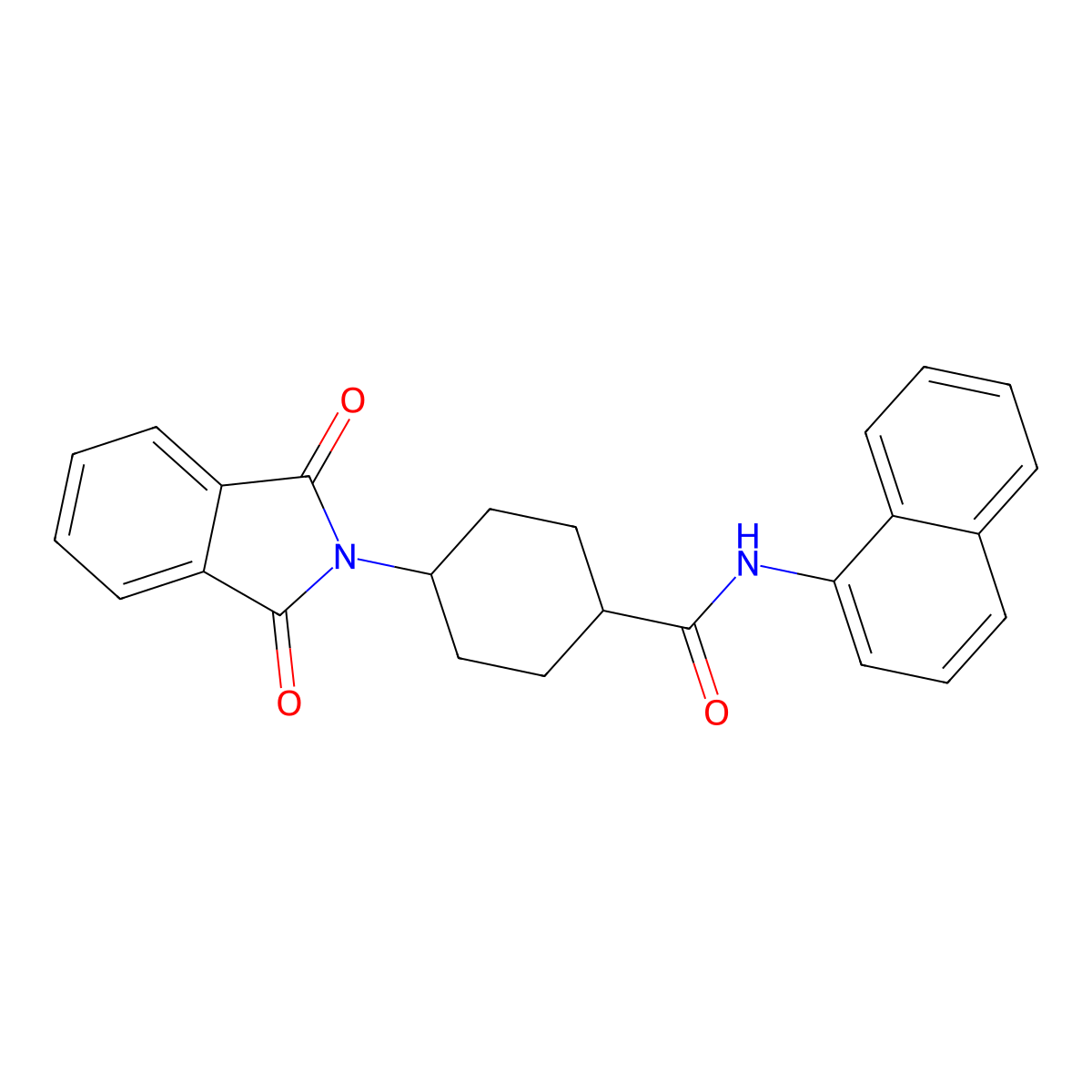 4-(1,3-dioxoisoindol-2-yl)-N-naphthalen-1-ylcyclohexane-1-carboxamide molecular structure, CAS 431996-66-6