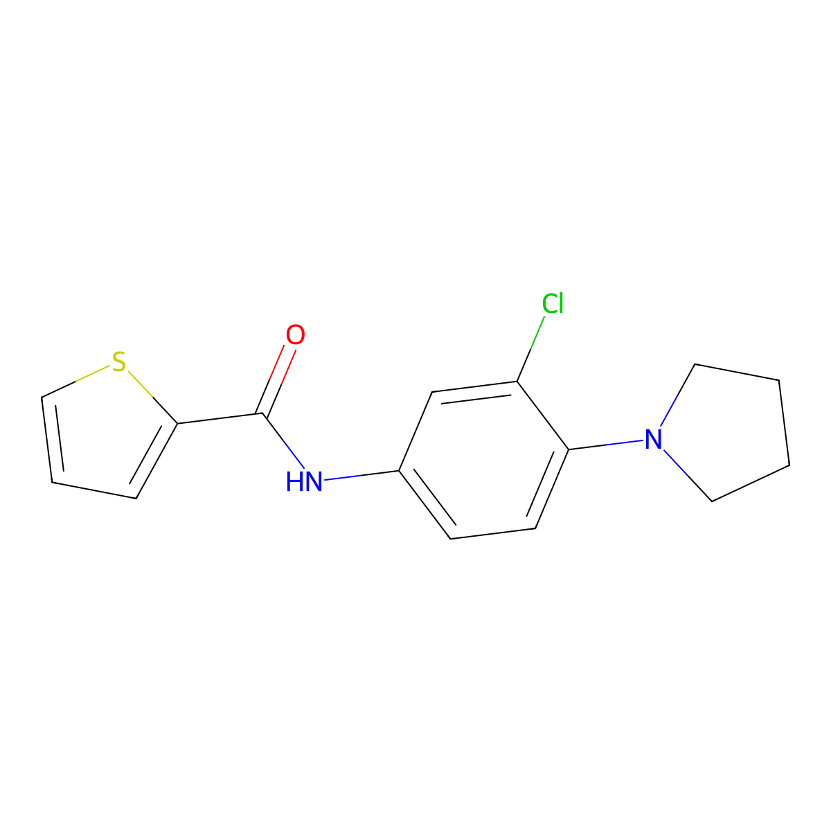 N-(3-chloro-4-pyrrolidin-1-ylphenyl)thiophene-2-carboxamide molecular structure, CAS 431996-71-3