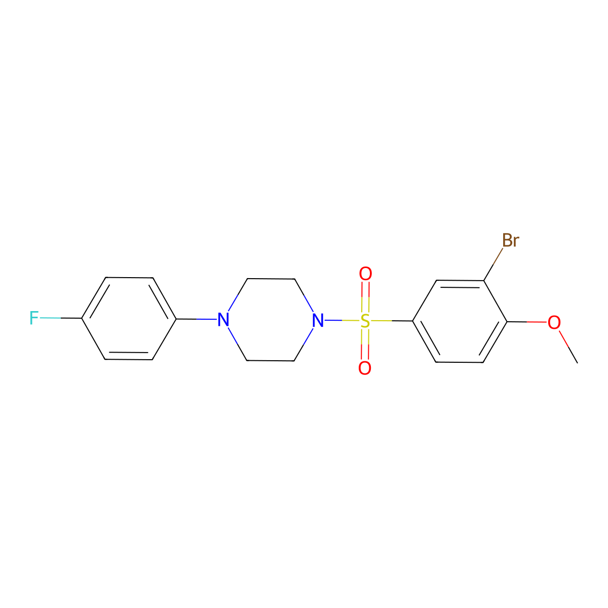 1-(3-Bromo-4-methoxyphenyl)sulfonyl-4-(4-fluorophenyl)piperazine molecular structure, CAS 431996-80-4