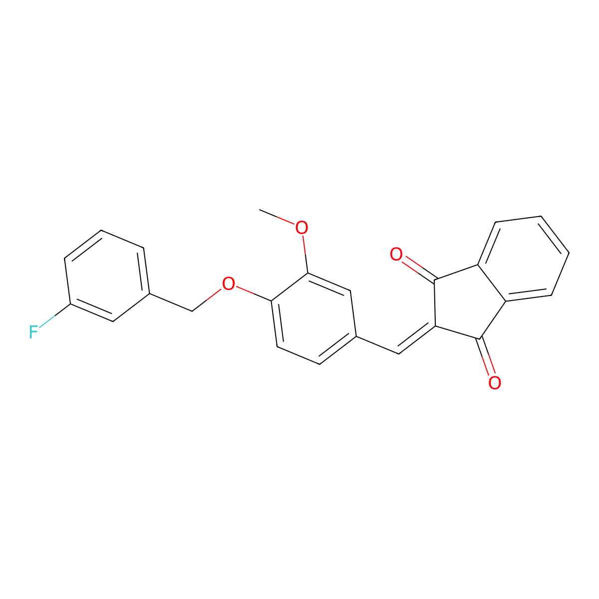 2-{4-[(3-fluorobenzyl)oxy]-3-methoxybenzylidene}-1H-indene-1,3(2H)-dione molecular structure, CAS 431997-02-3