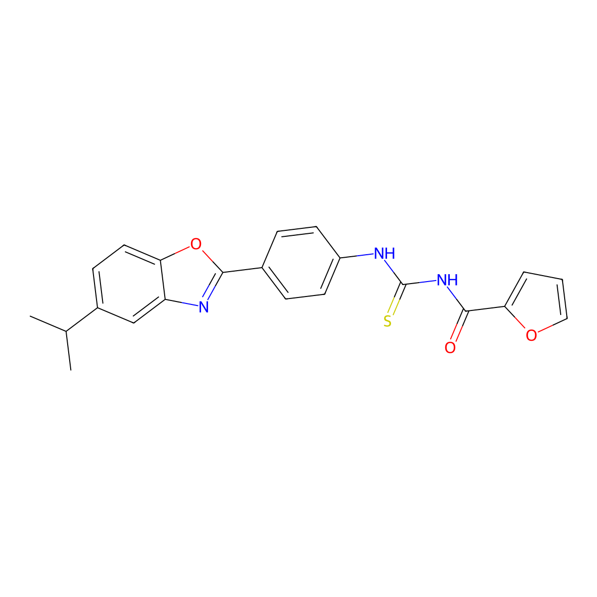 N-[[4-(5-propan-2-yl-1,3-benzoxazol-2-yl)phenyl]carbamothioyl]furan-2-carboxamide molecular structure, CAS 431997-08-9