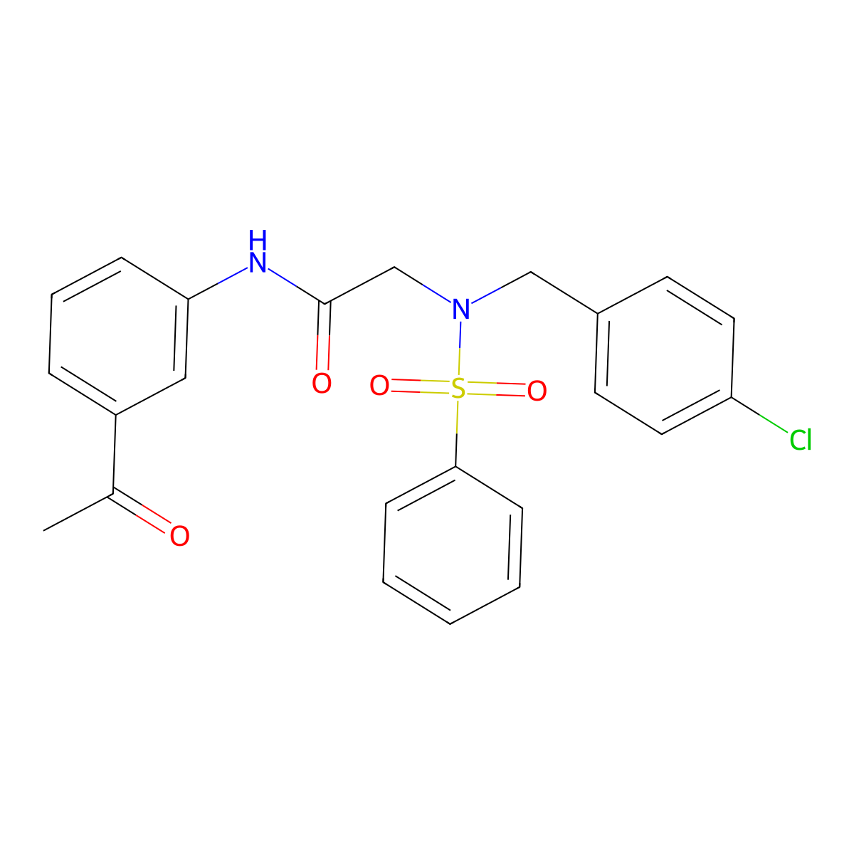 N-(3-acetylphenyl)-2-[benzenesulfonyl-[(4-chlorophenyl)methyl]amino]acetamide molecular structure, CAS 431997-14-7