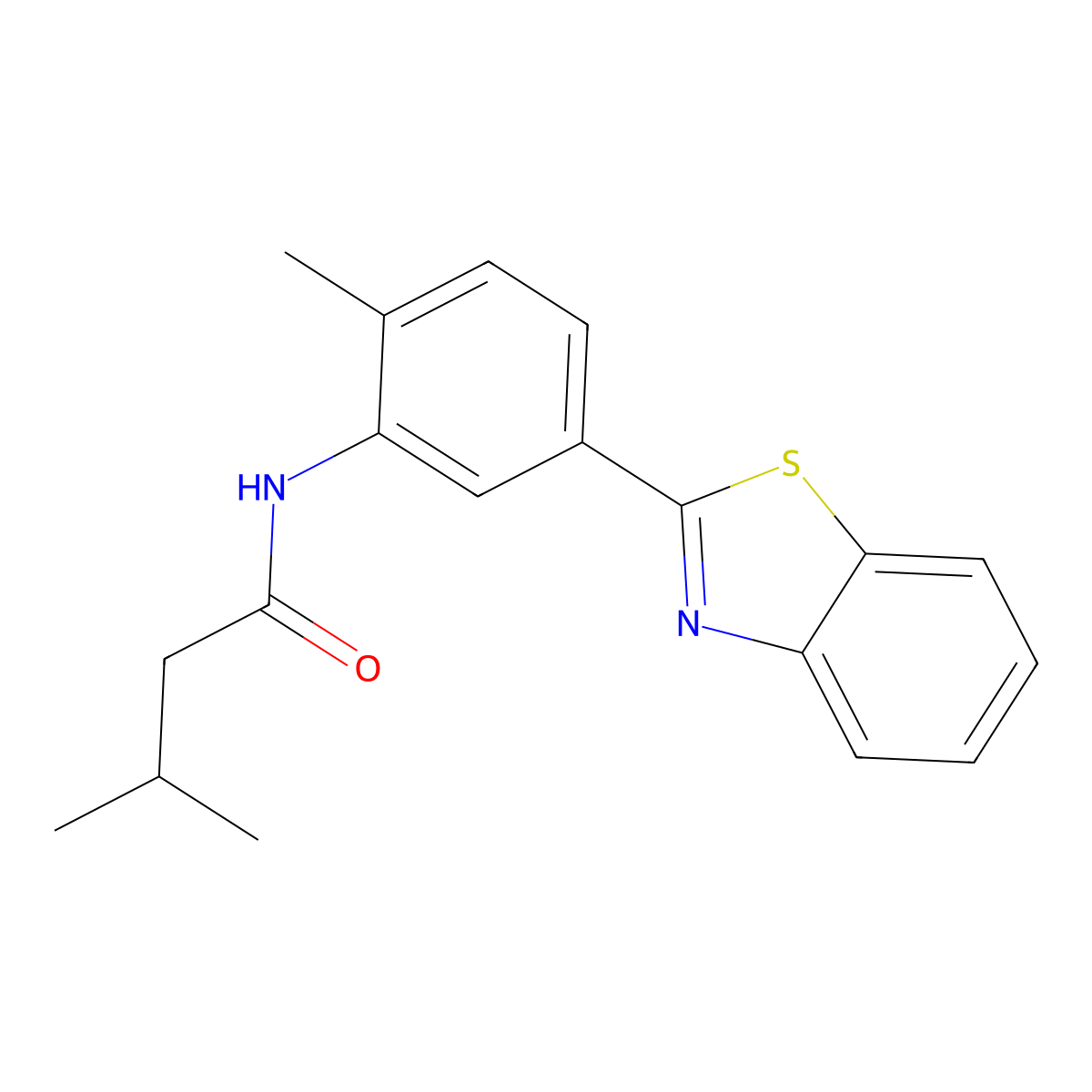 N-[5-(1,3-benzothiazol-2-yl)-2-methylphenyl]-3-methylbutanamide molecular structure, CAS 431997-18-1