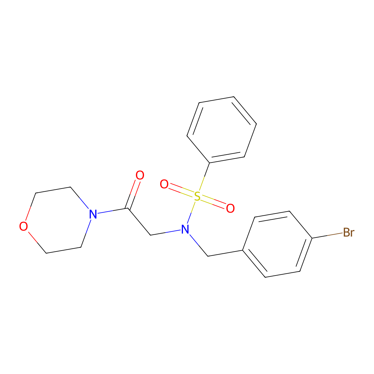 N-(4-bromobenzyl)-N-[2-(morpholin-4-yl)-2-oxoethyl]benzenesulfonamide molecular structure, CAS 431997-28-3