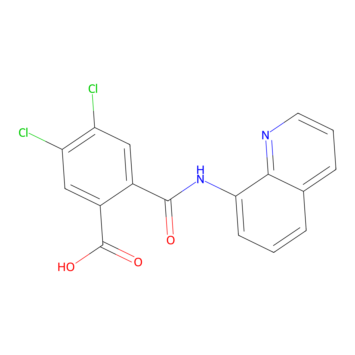 4,5-Dichloro-2-[oxo-(8-quinolinylamino)methyl]benzoic acid molecular structure, CAS 431997-34-1