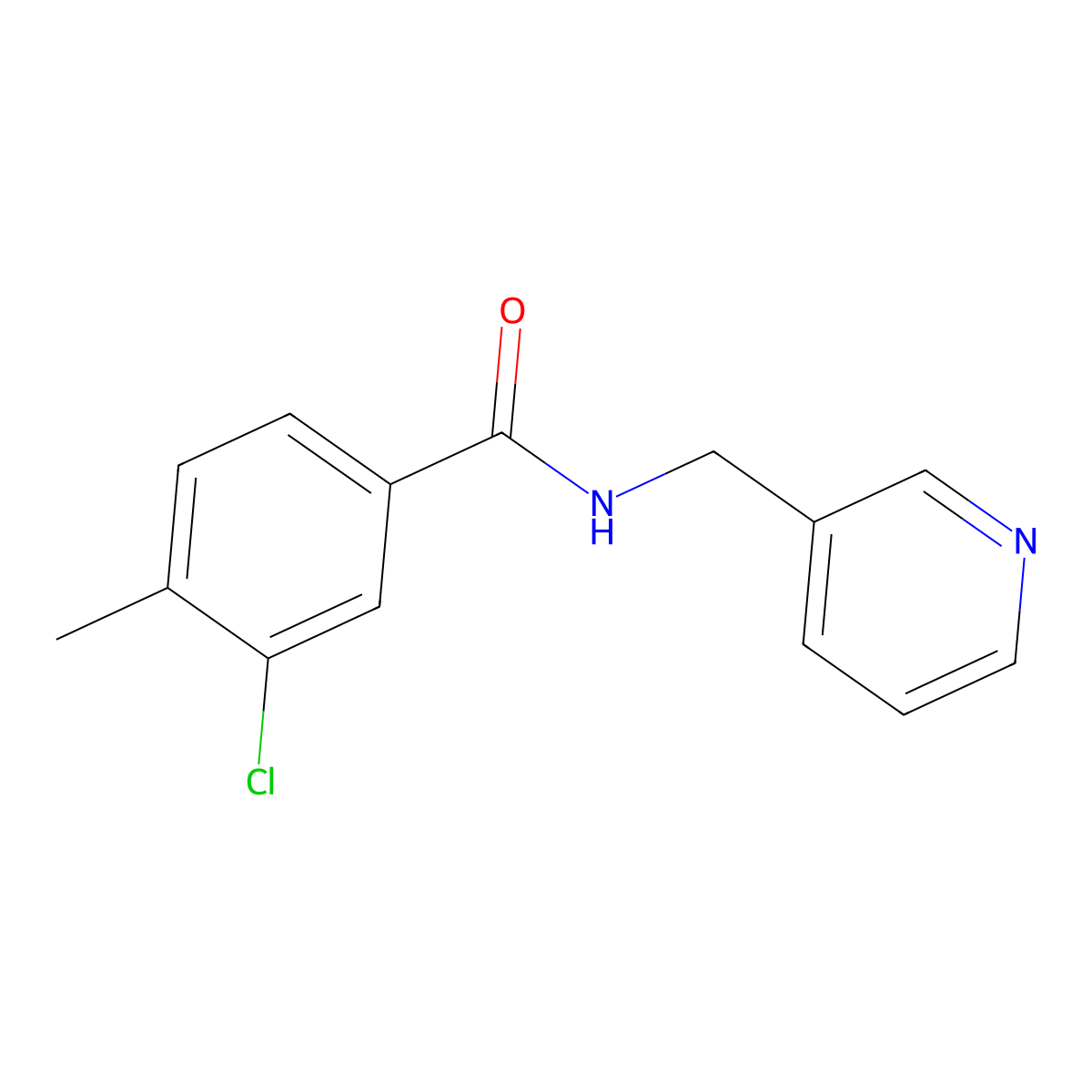 3-chloro-4-methyl-N-(pyridin-3-ylmethyl)benzamide molecular structure, CAS 431997-56-7