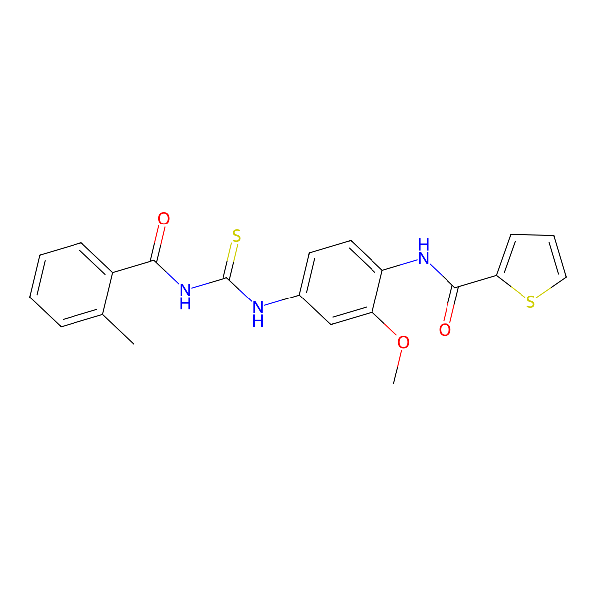 N-[2-methoxy-4-[(2-methylbenzoyl)carbamothioylamino]phenyl]thiophene-2-carboxamide molecular structure, CAS 431997-91-0