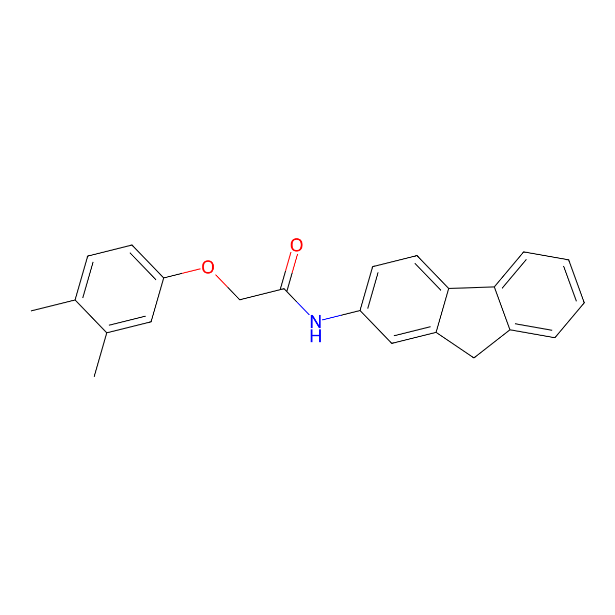2-(3,4-dimethylphenoxy)-N-(9H-fluoren-2-yl)acetamide molecular structure, CAS 431998-01-5